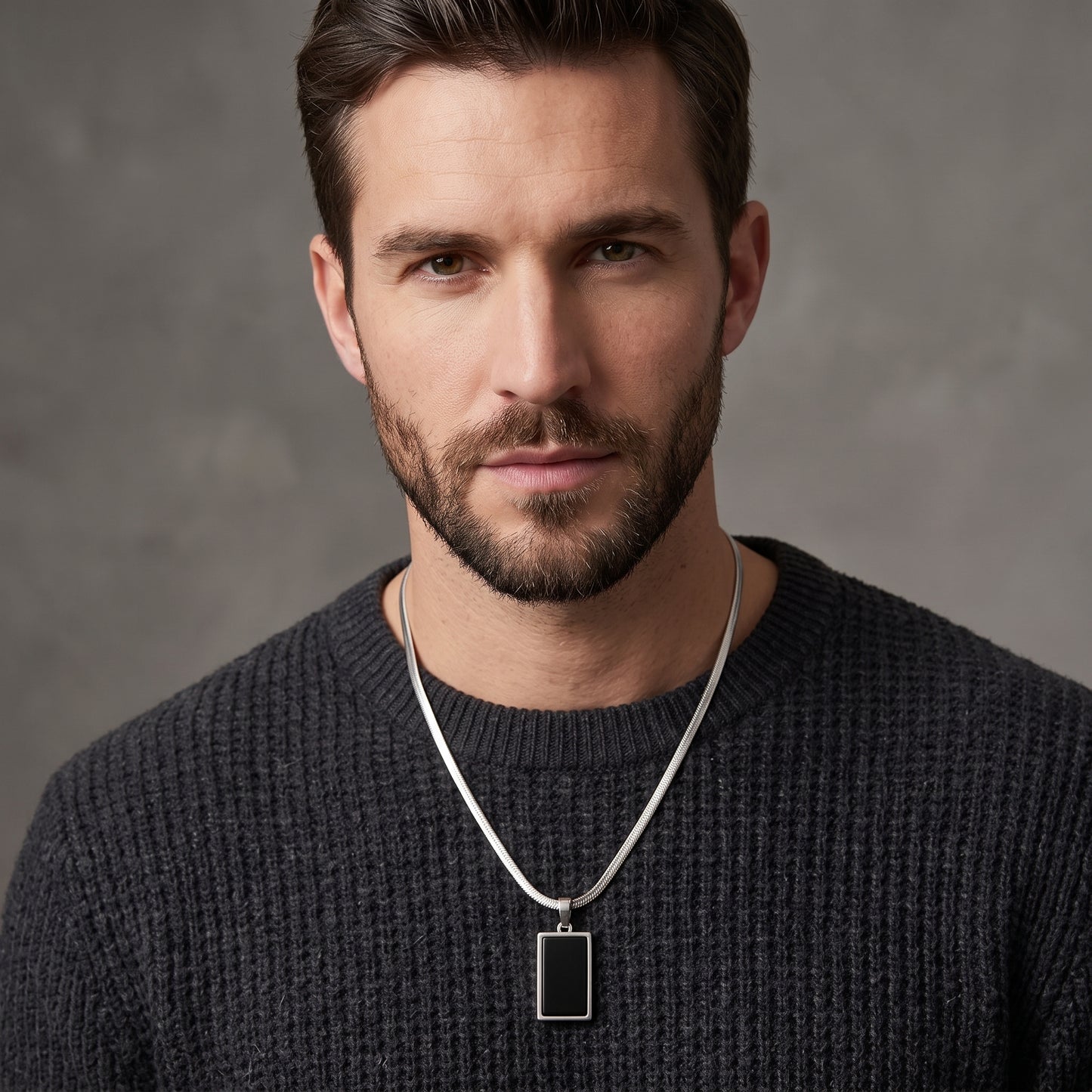 Silver Snake Chain with Black Locket