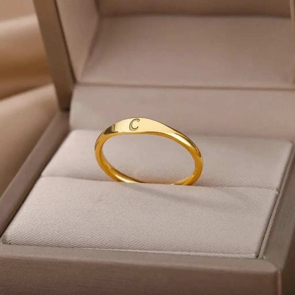 Custom Initial Letter Ring – Adjustable A-Z Name Ring
