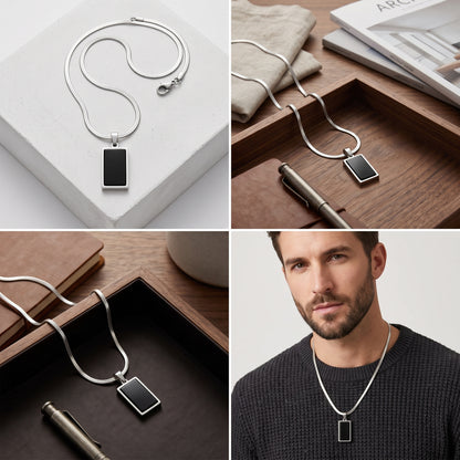Silver Snake Chain with Black Locket